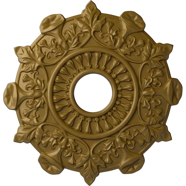 Ekena Millwork Preston Ceiling Medallion (Fits Canopies up to 4"), Hand-Painted Gold, 17 1/2"OD x 4"ID x 1"P CM17PRGLS - main